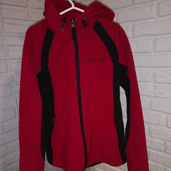 Free Country Jackets & Blazers - Free Country Ladies Size Small Red w/ Black Fleece Lined Full Zip Hooded Jacket